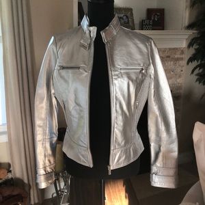 Bebe Silver Leather Jacket